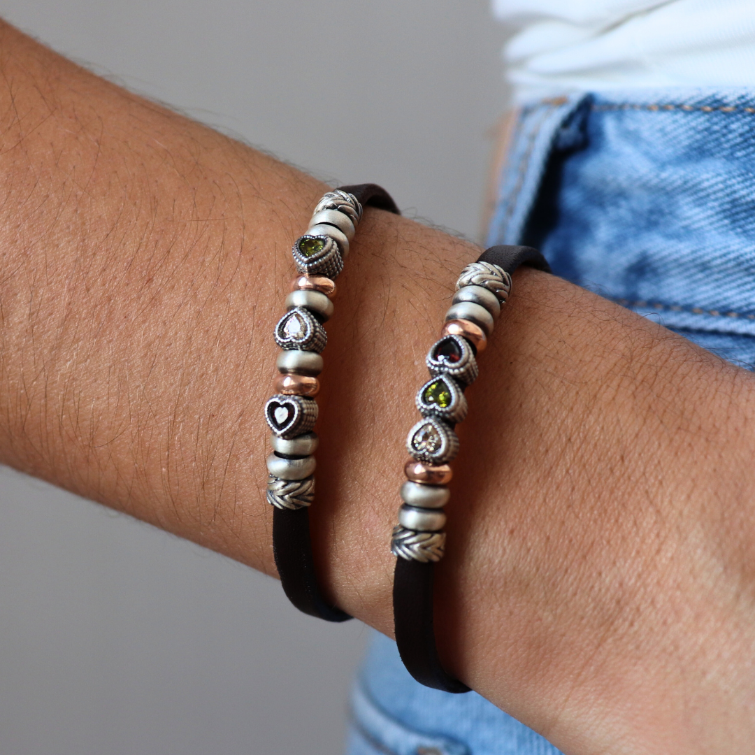 Pulsera Plata y Bronce Corazón