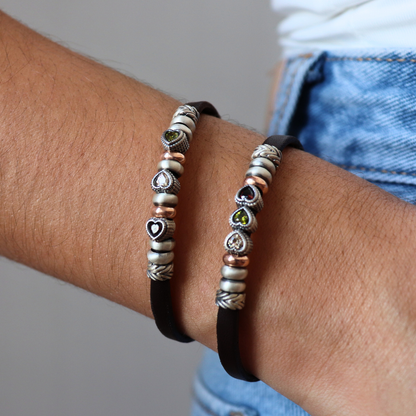Pulsera Plata y Bronce Corazón