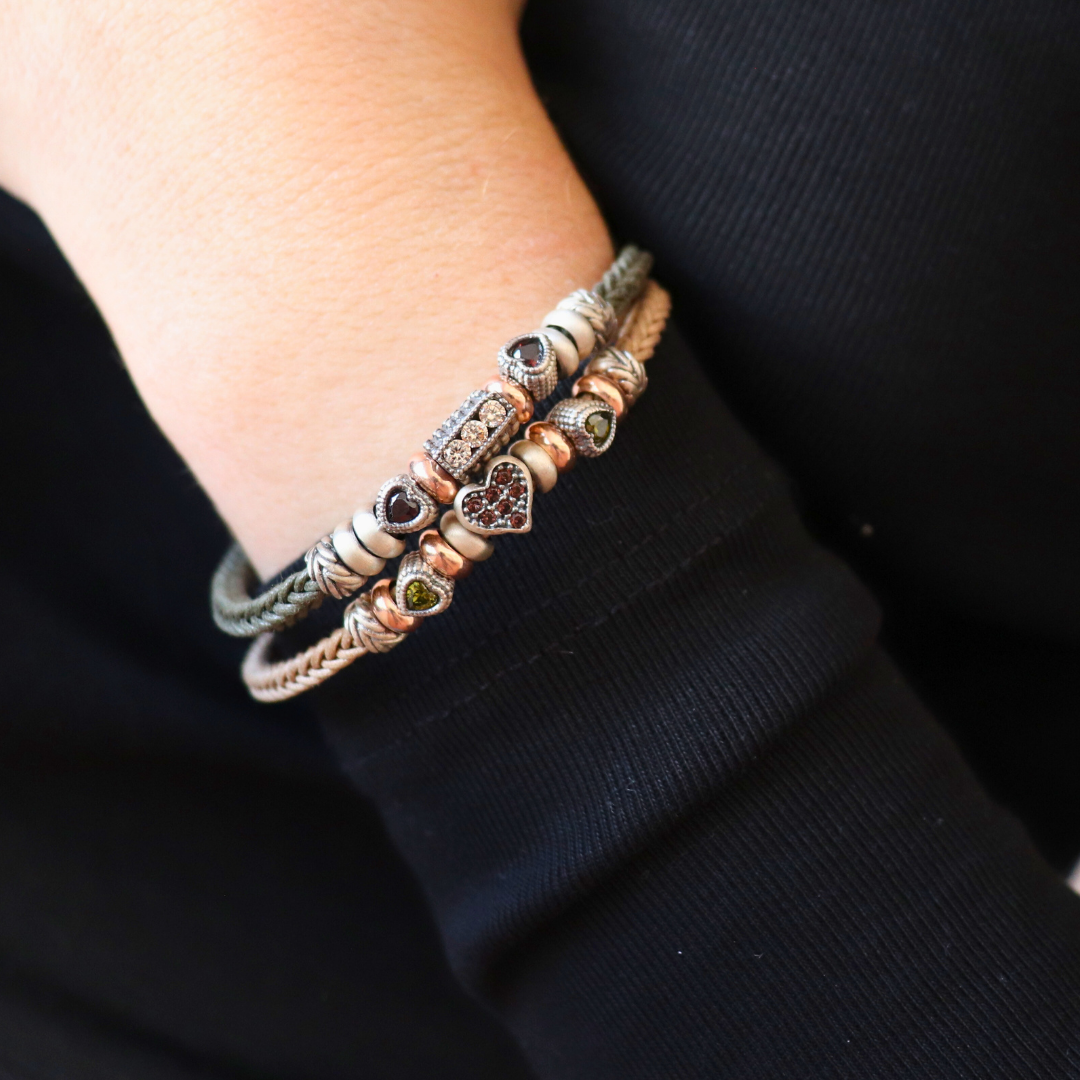 Pulsera Plata y Bronce Corazón