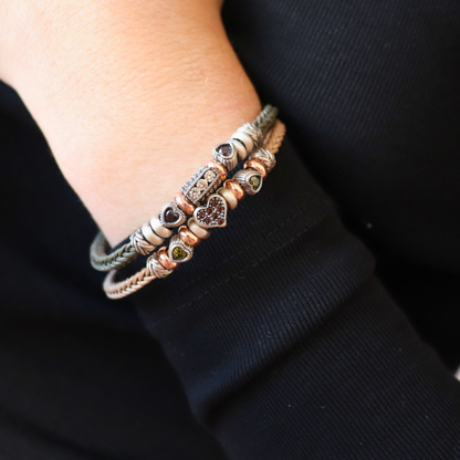 Pulsera Plata y Bronce Corazón