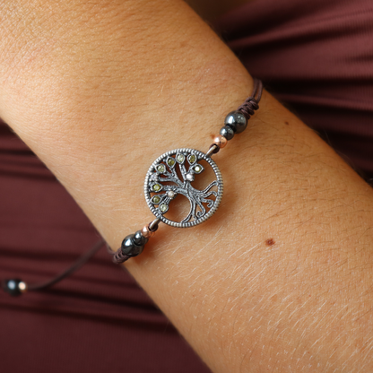Pulsera Plata Macramé Árbol de la Vida