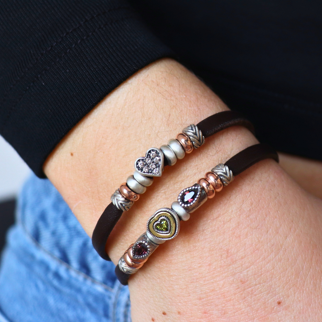 Pulsera Plata y Bronce Corazón