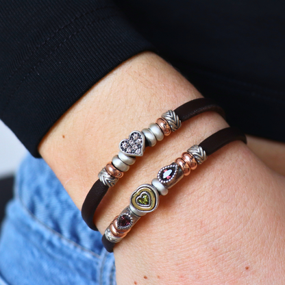 Pulsera Plata y Bronce Corazón