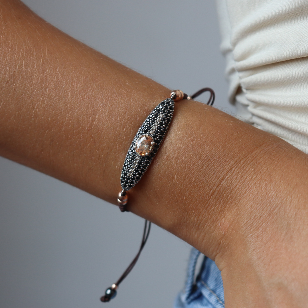 Pulsera Plata Macramé Circonita