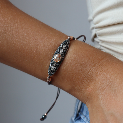 Pulsera Plata Macramé Circonita