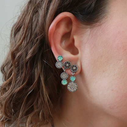 Pendientes Botón Plata Mini Pavé Circonitas