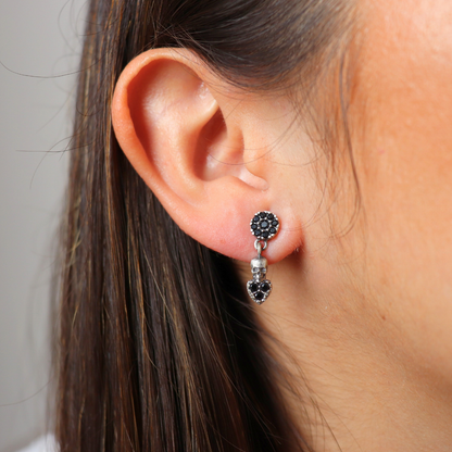 Pendientes Plata Corazón Calavera Mini