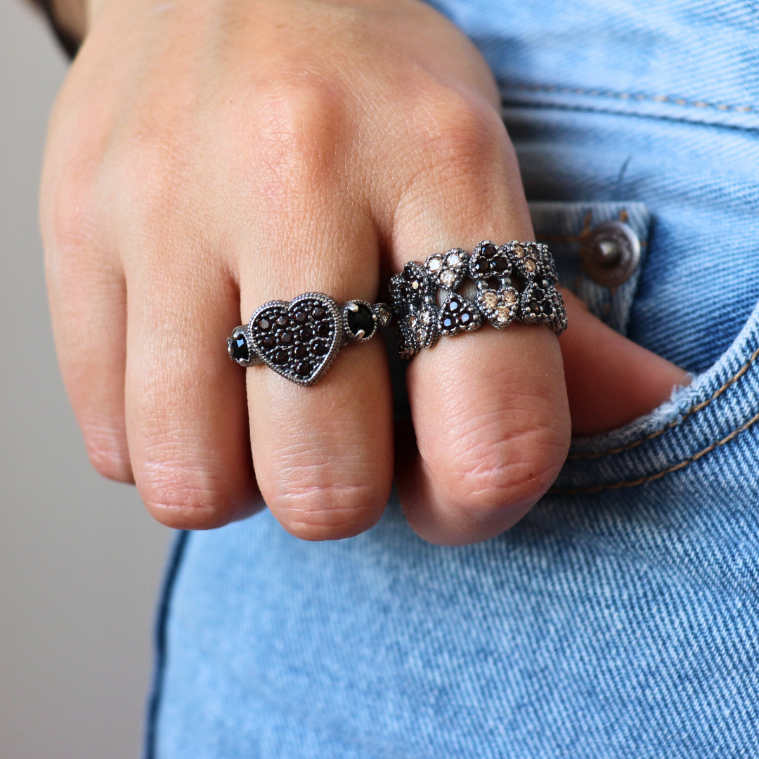 Silver Heart Ring with Cubic Zirconia