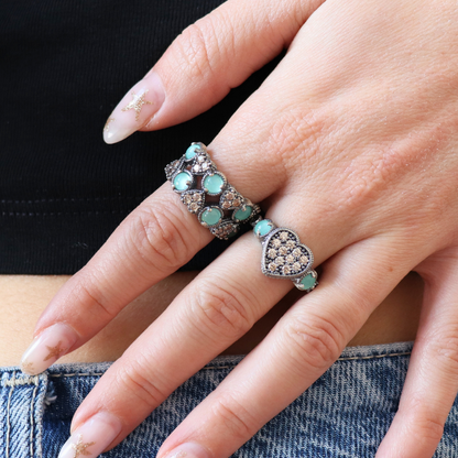 Double Hearts Silver Ring