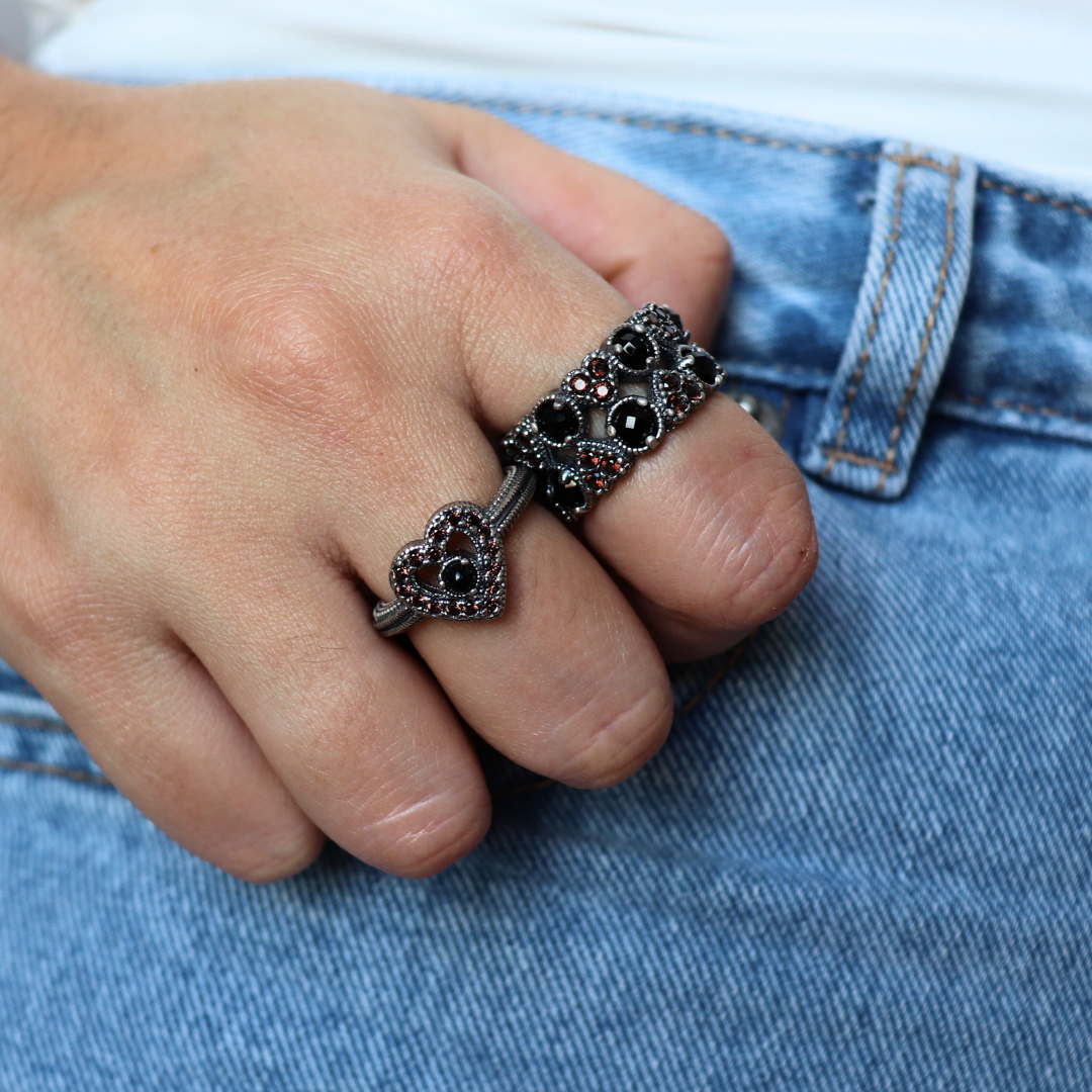 Double Hearts Silver Ring