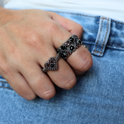 Double Hearts Silver Ring