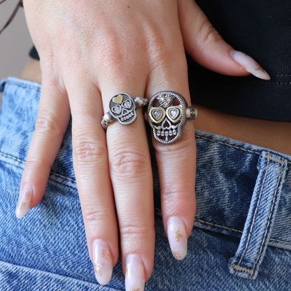 Anillo Plata y Bronce Calavera