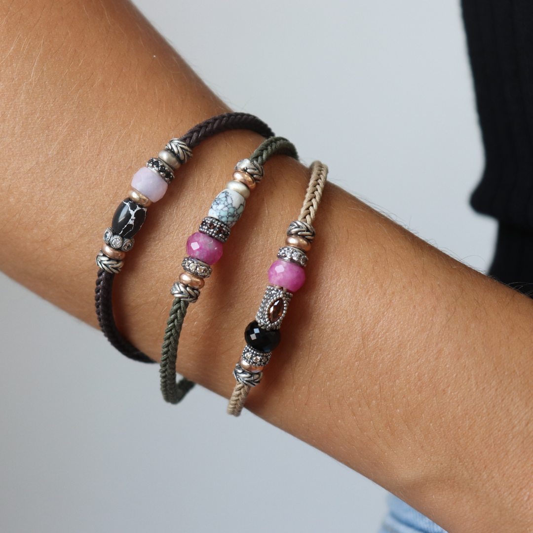 Pulsera Plata y Bronce Marrón