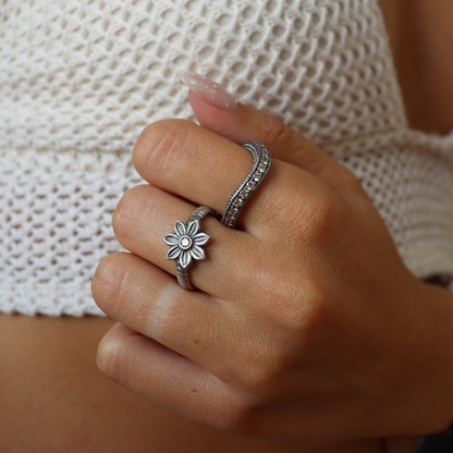 Anillo Plata Flor Frida