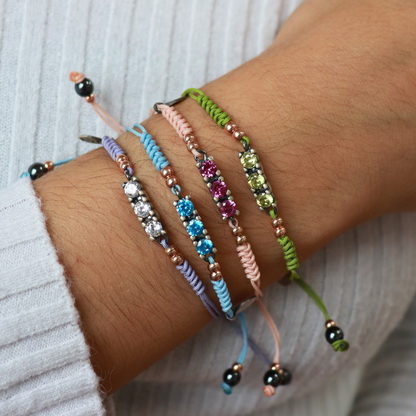 Pulsera Plata Macramé Tres Circonitas