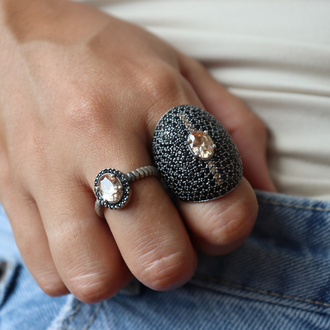 Anillo Ancho Plata y Bronce