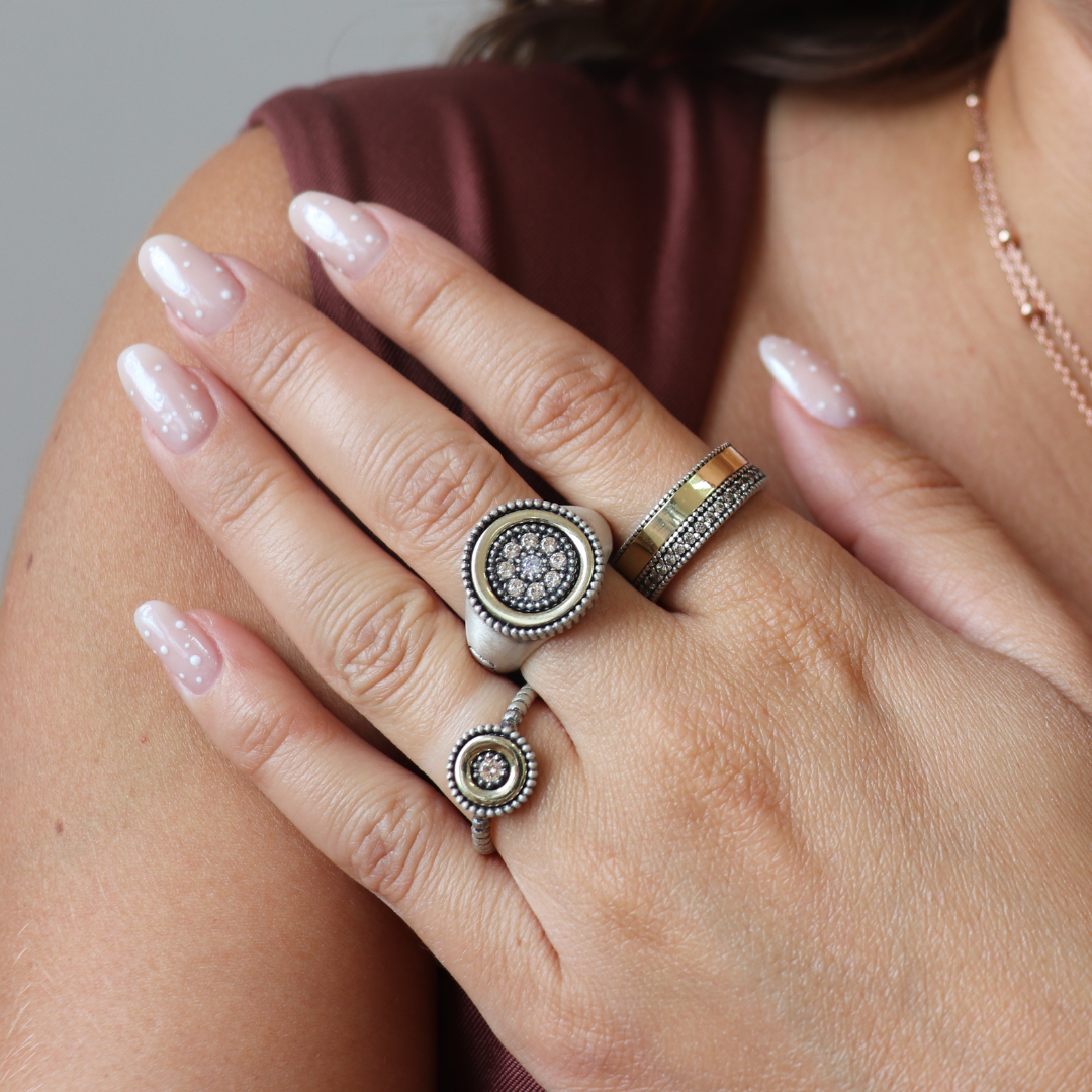 Anillo Plata y Bronce Circonitas