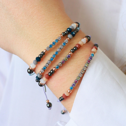 Pulsera Plata Macramé Tira Corta Circonitas