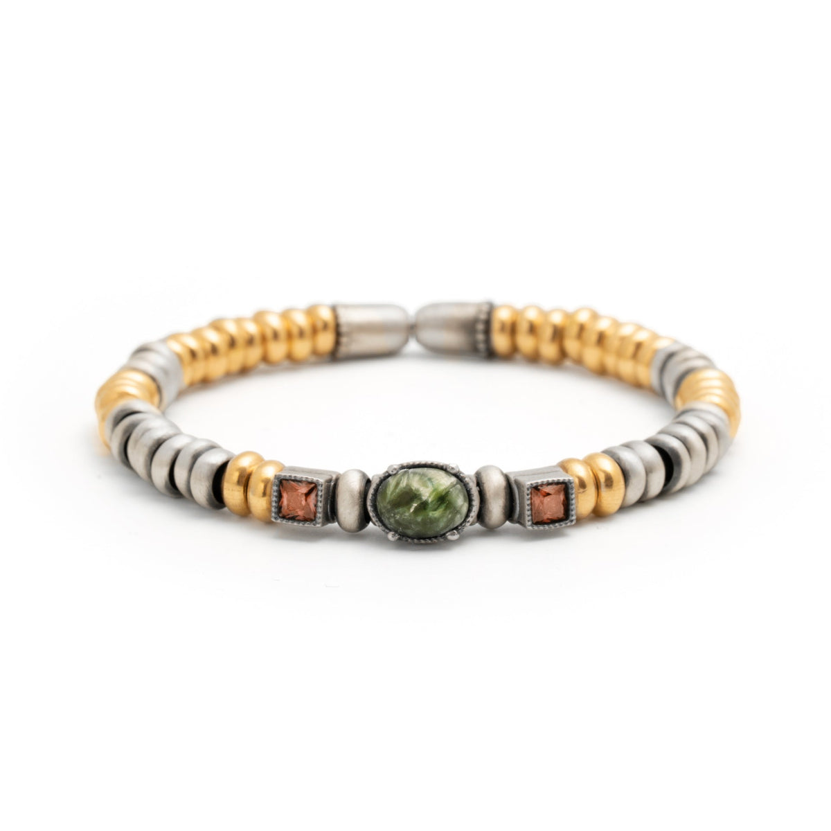 Pulsera plata anillas, seraphinite