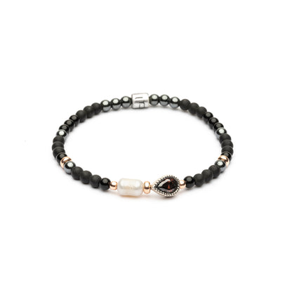 Pulsera Elástica Bolas Plata Perla