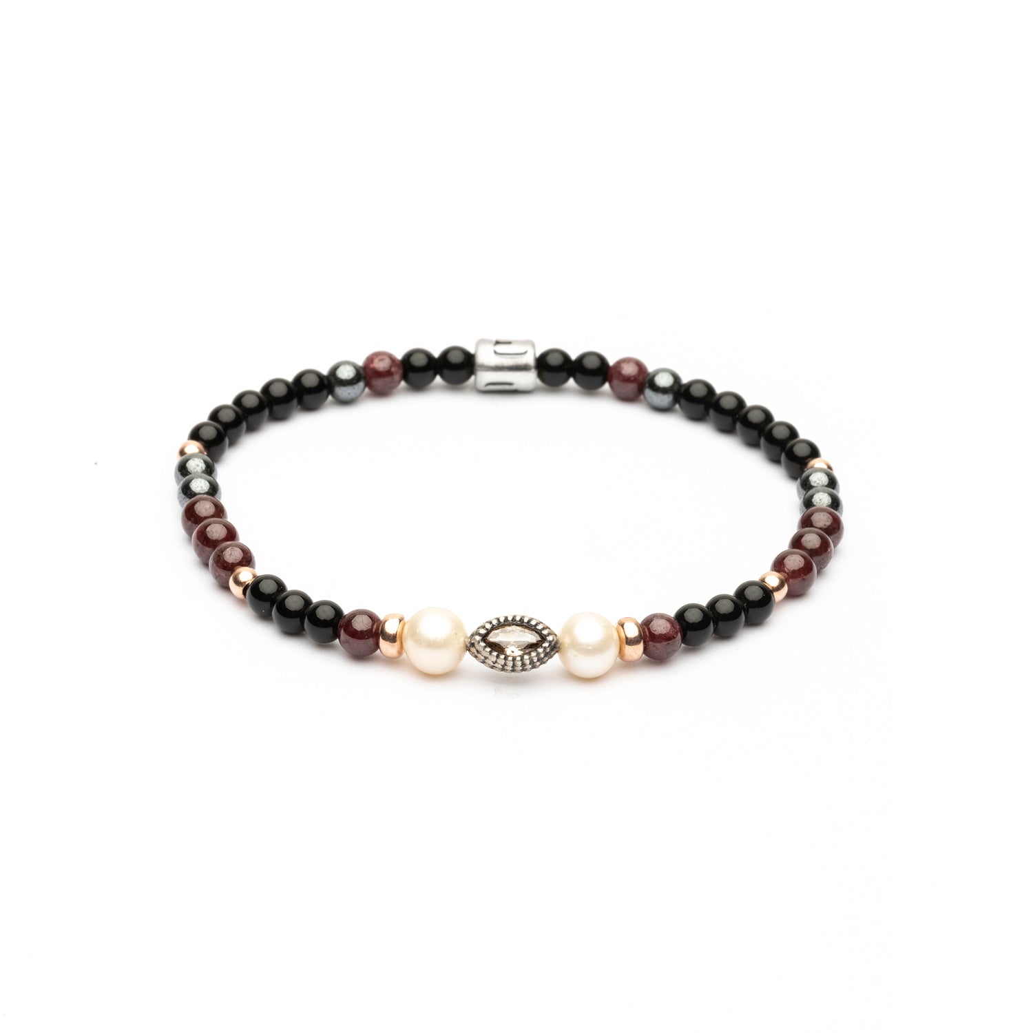 Pulsera Elástica Bolas Plata Perla