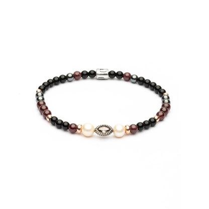 Pulsera Elástica Bolas Plata Perla