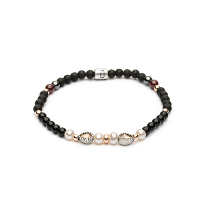 Pulsera Elástica Bolas Plata Perla