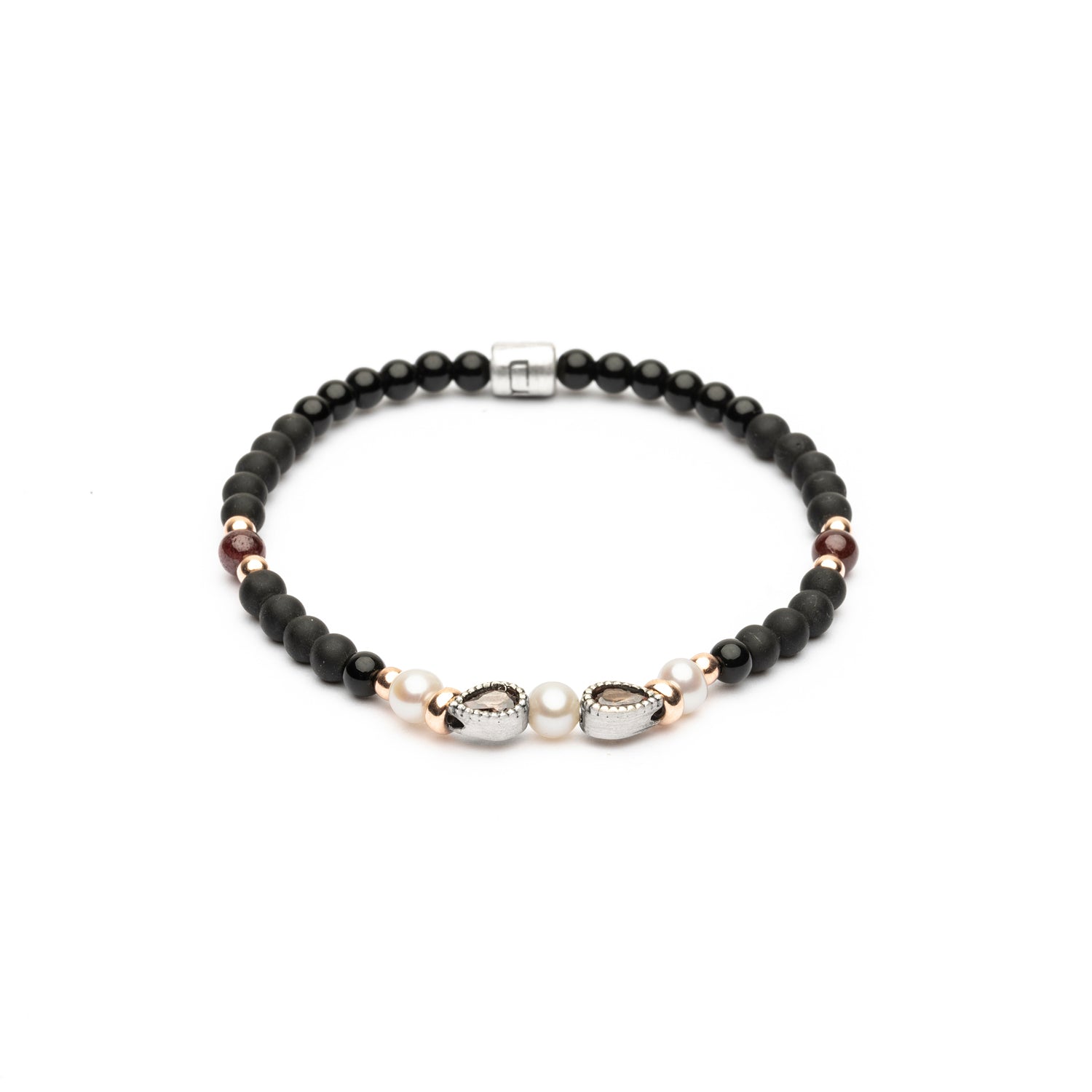 Pulsera Elástica Bolas Plata Perla