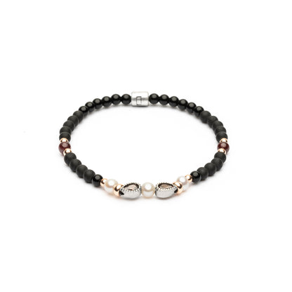 Pulsera Elástica Bolas Plata Perla