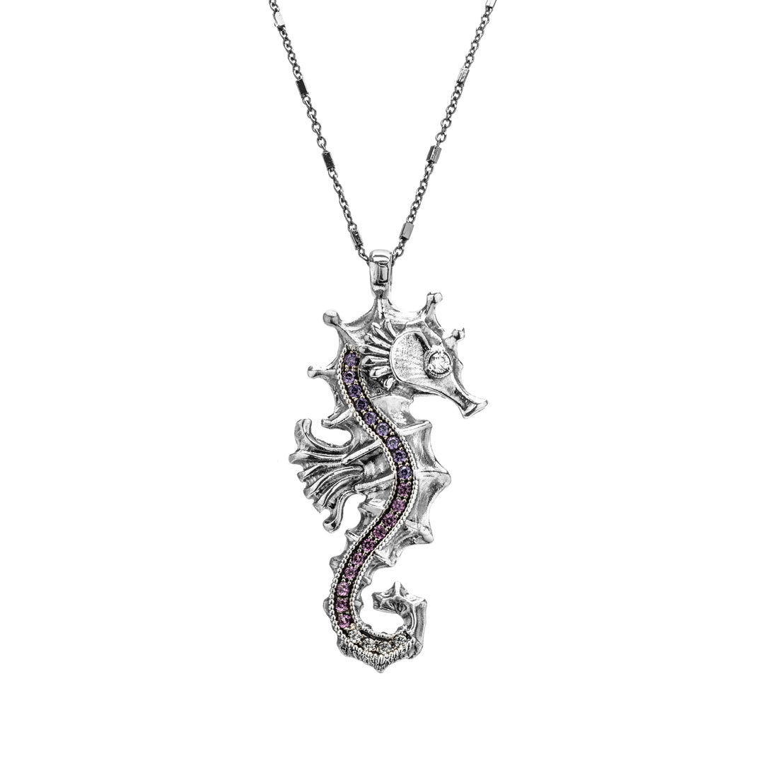 Large Silver Seahorse Pendant