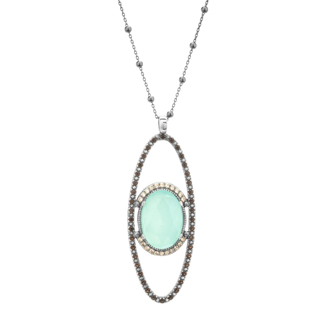 Colgante plata XL calcedonia, circos cava y brown
