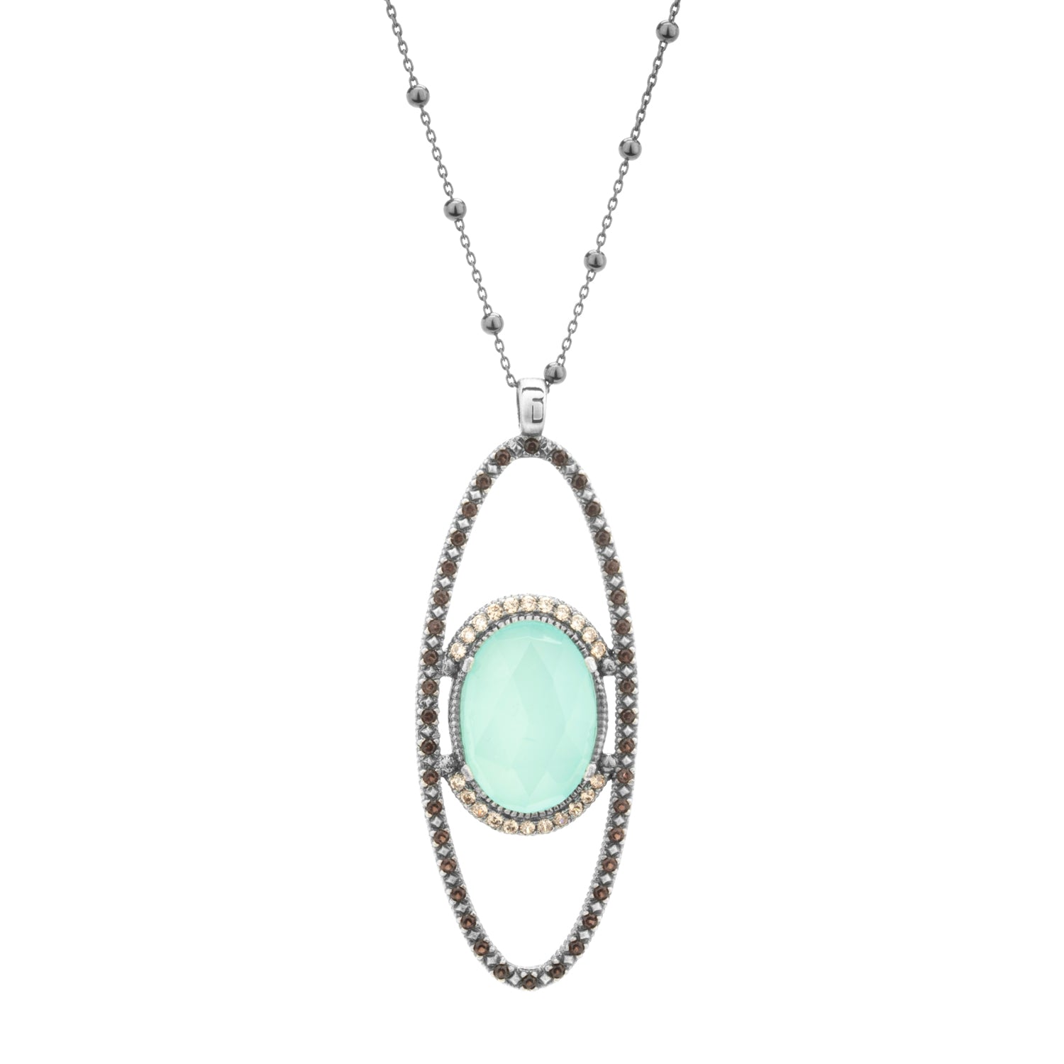 Colgante plata XL calcedonia, circos cava y brown