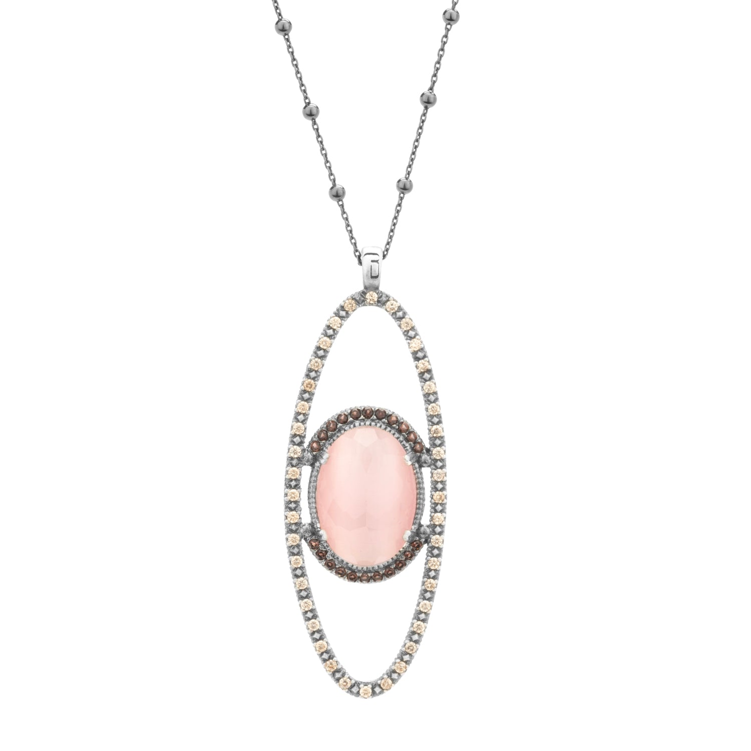 Colgante plata XL ojo gato rosa, circos brown y cava