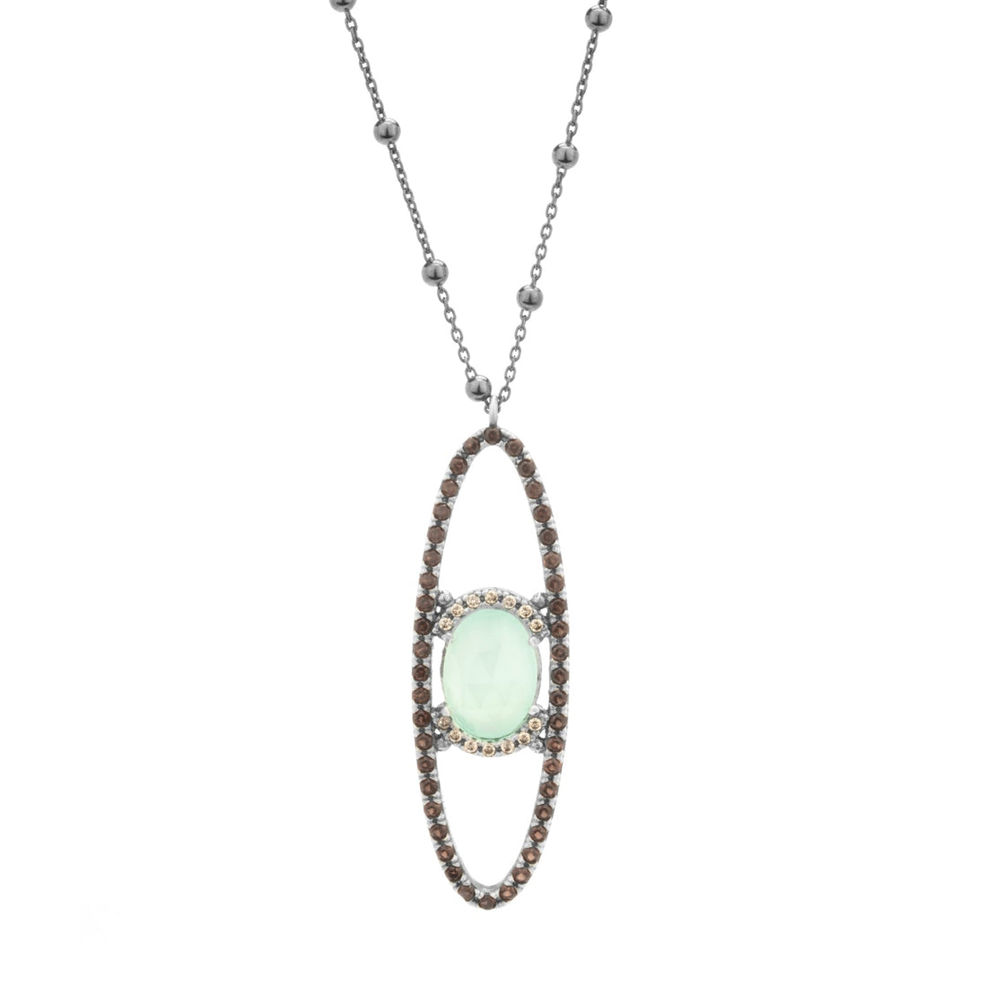 Colgante plata mediano calcedonia, orlas cava y brown
