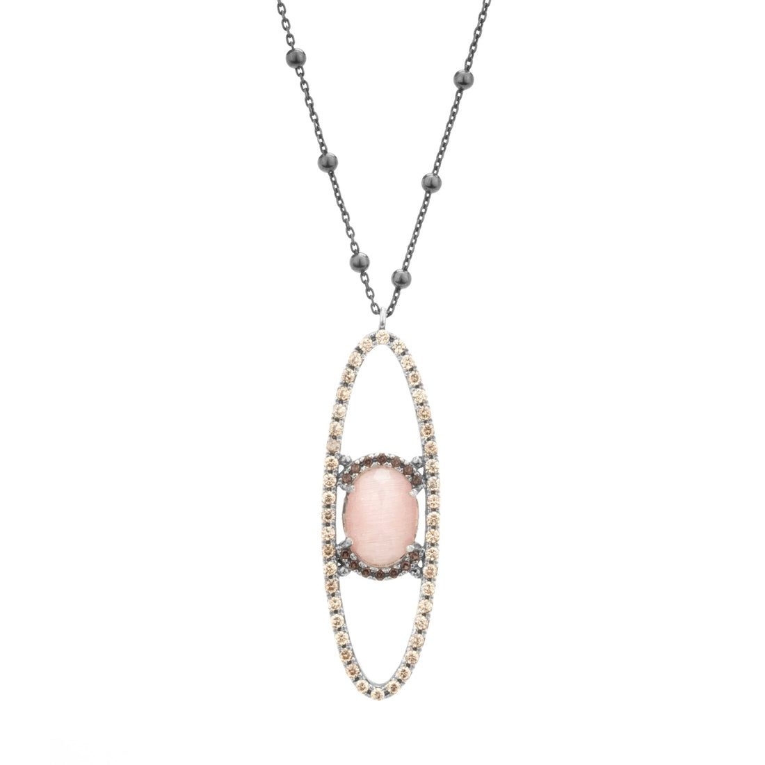 Colgante plata mediano ojo gato rosa orlas brown y cava
