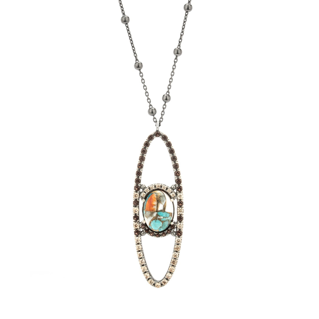 Colgante plata mediano turquesa copper, orla circos bicolor