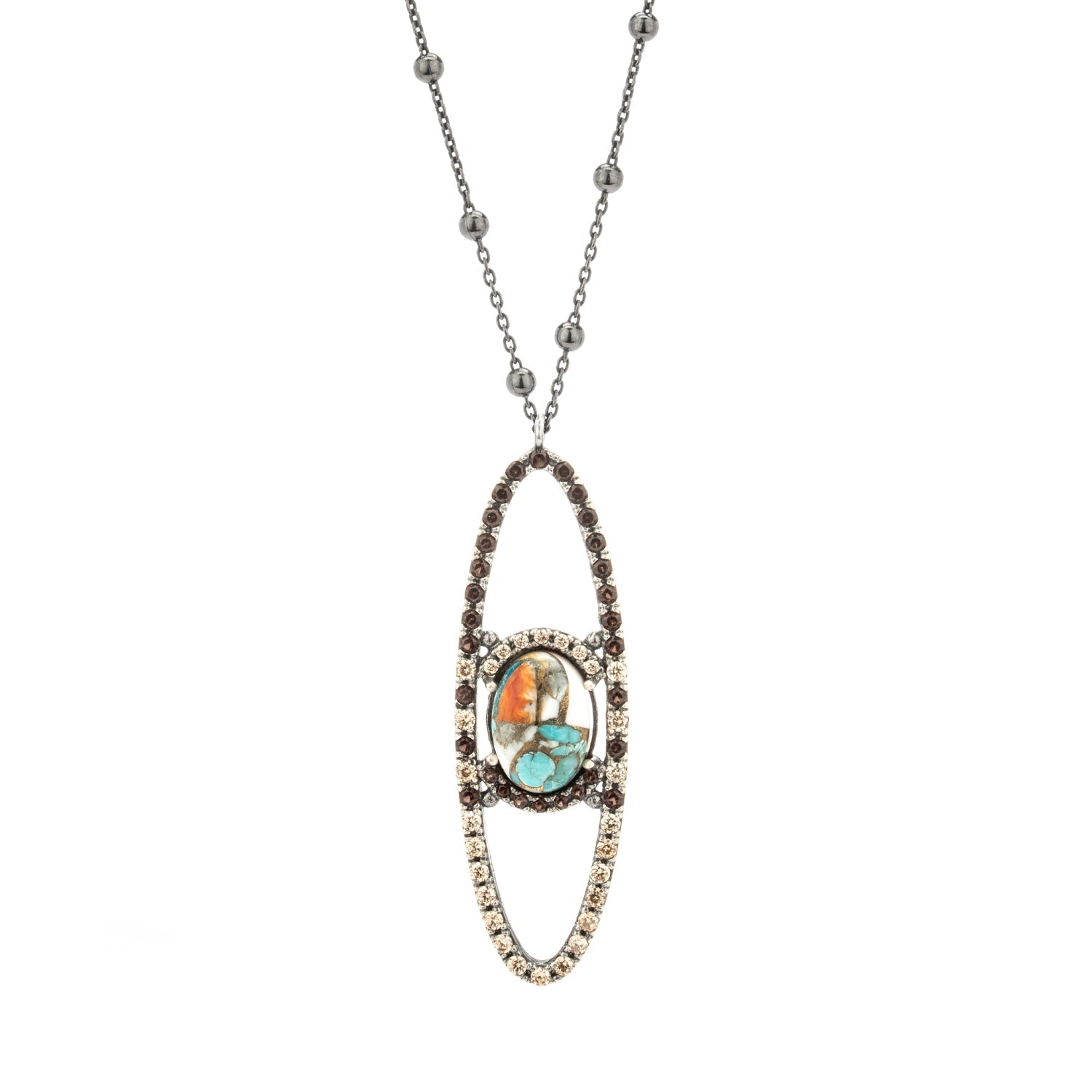 Colgante plata mediano turquesa copper, orla circos bicolor