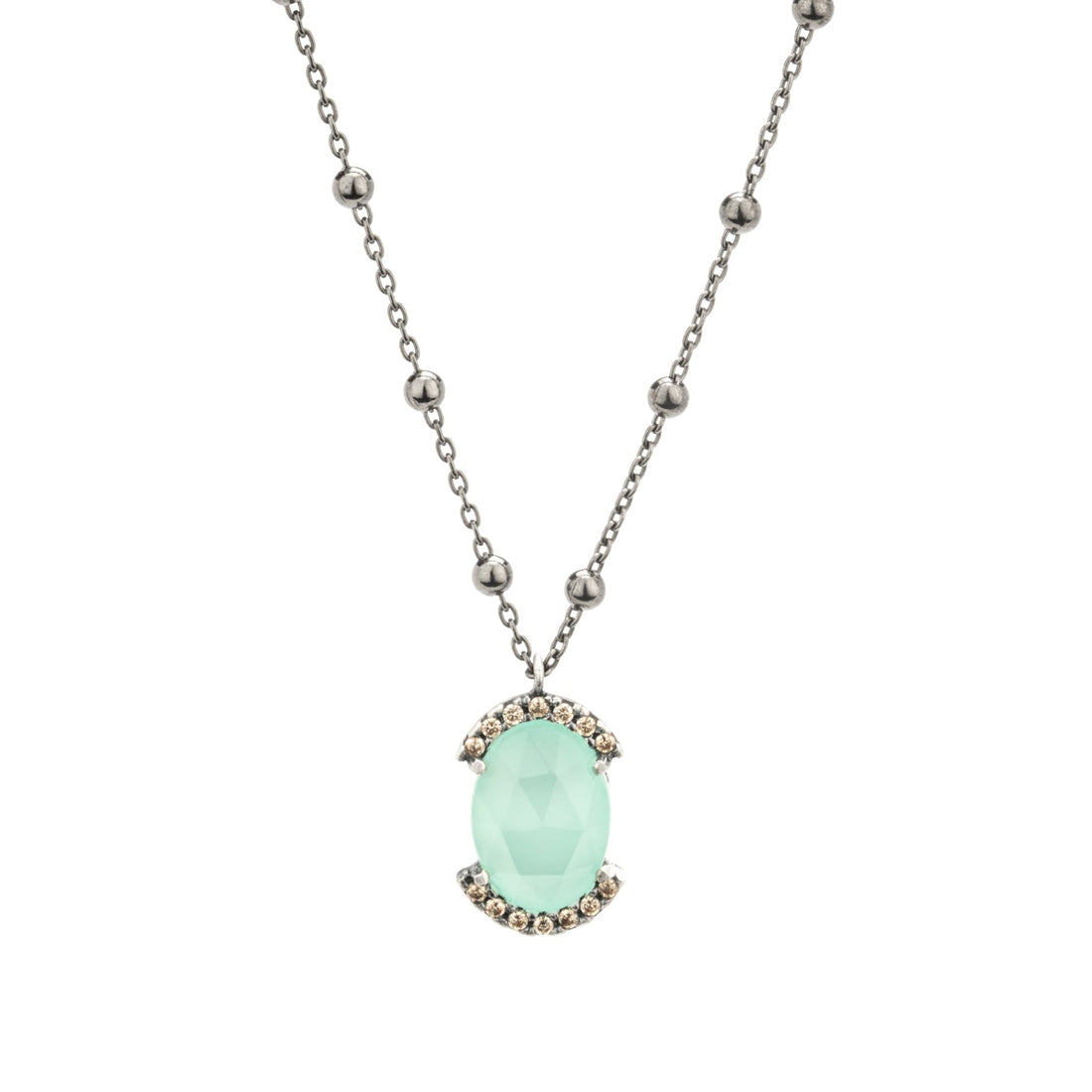 Colgante plata calcedonia, orla circos cava