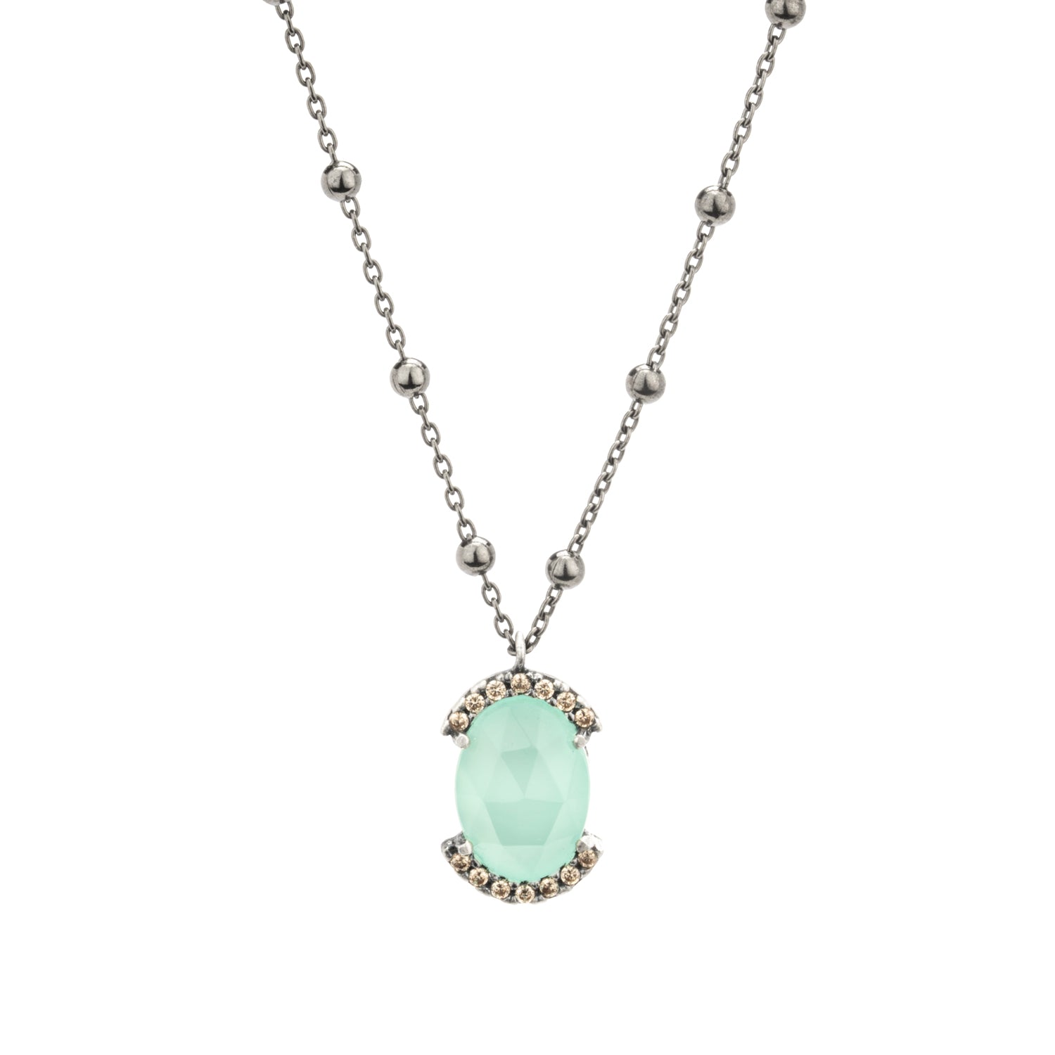 Colgante plata calcedonia, orla circos cava