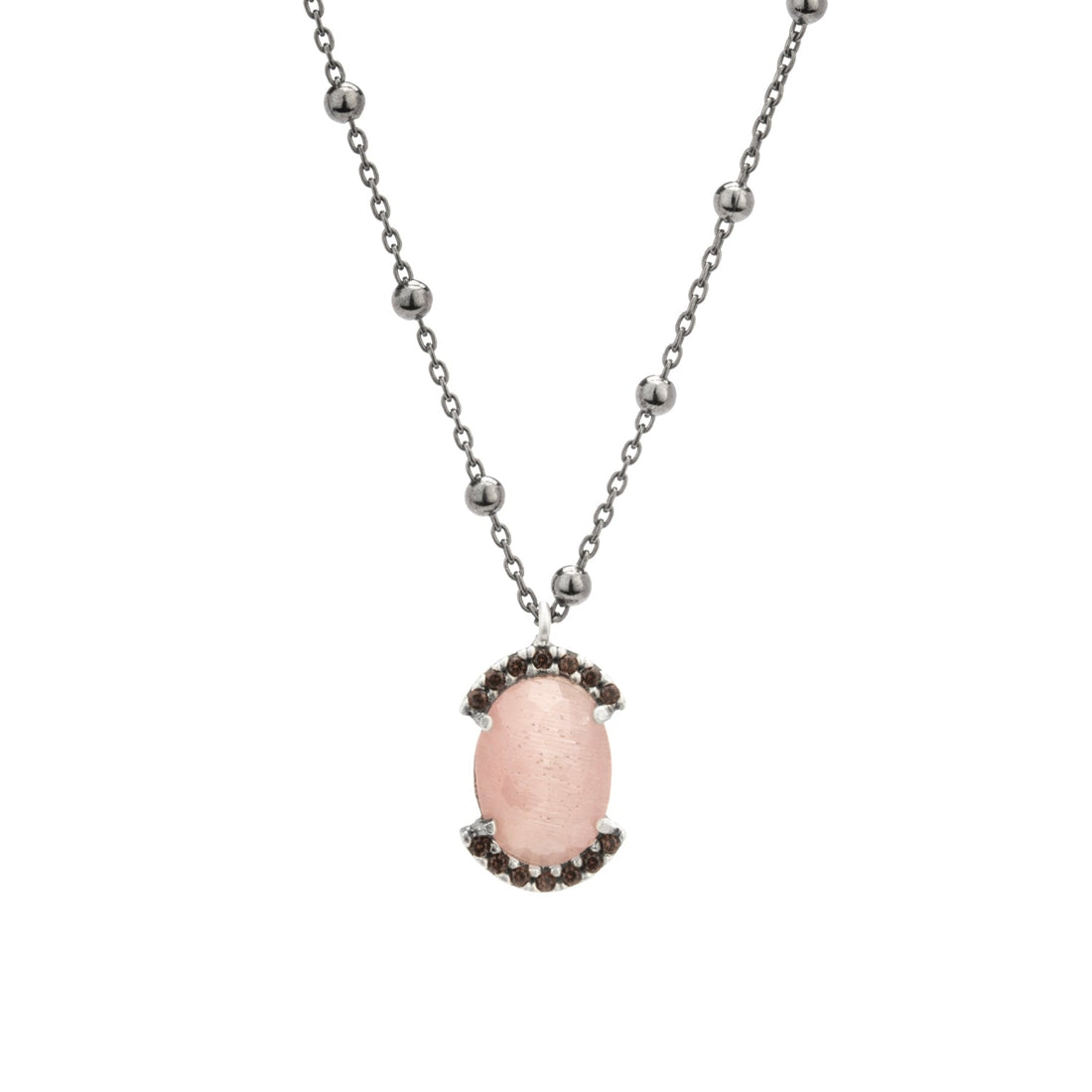 Colgante plata ojo gato rosa, orla circos brown
