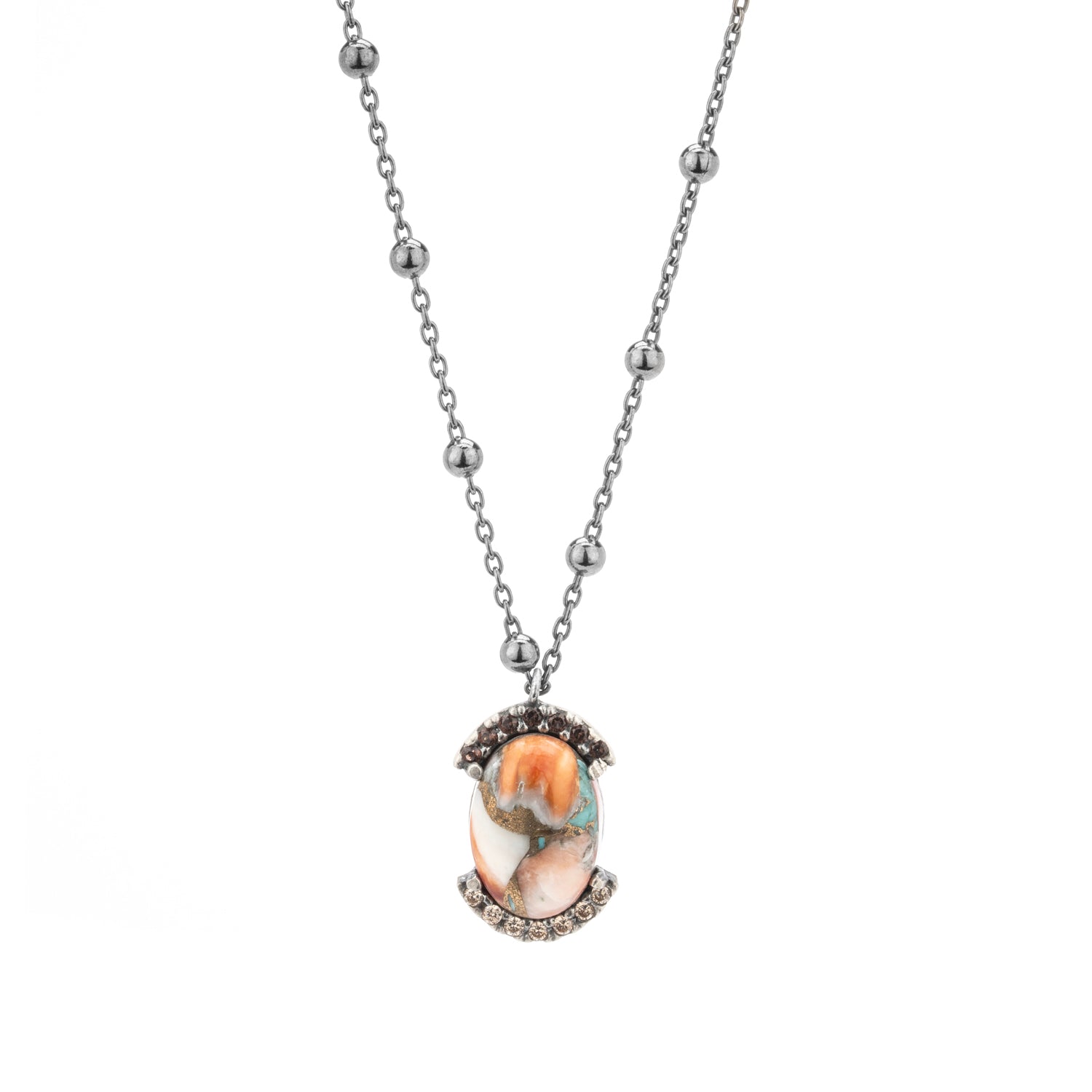 Colgante plata turquesa copper, orla circos bicolor
