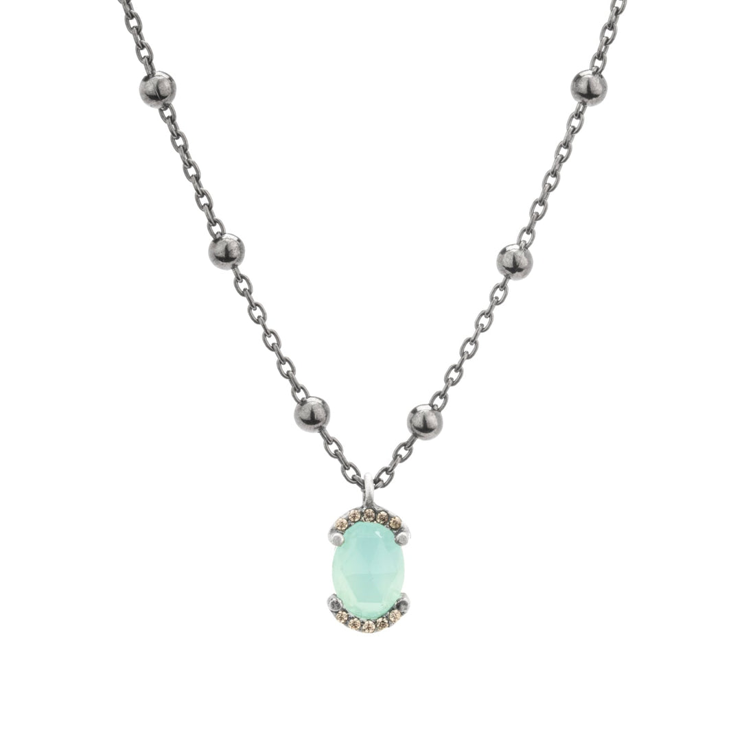 Colgante plata pequeño calcedonia, orla circo cava