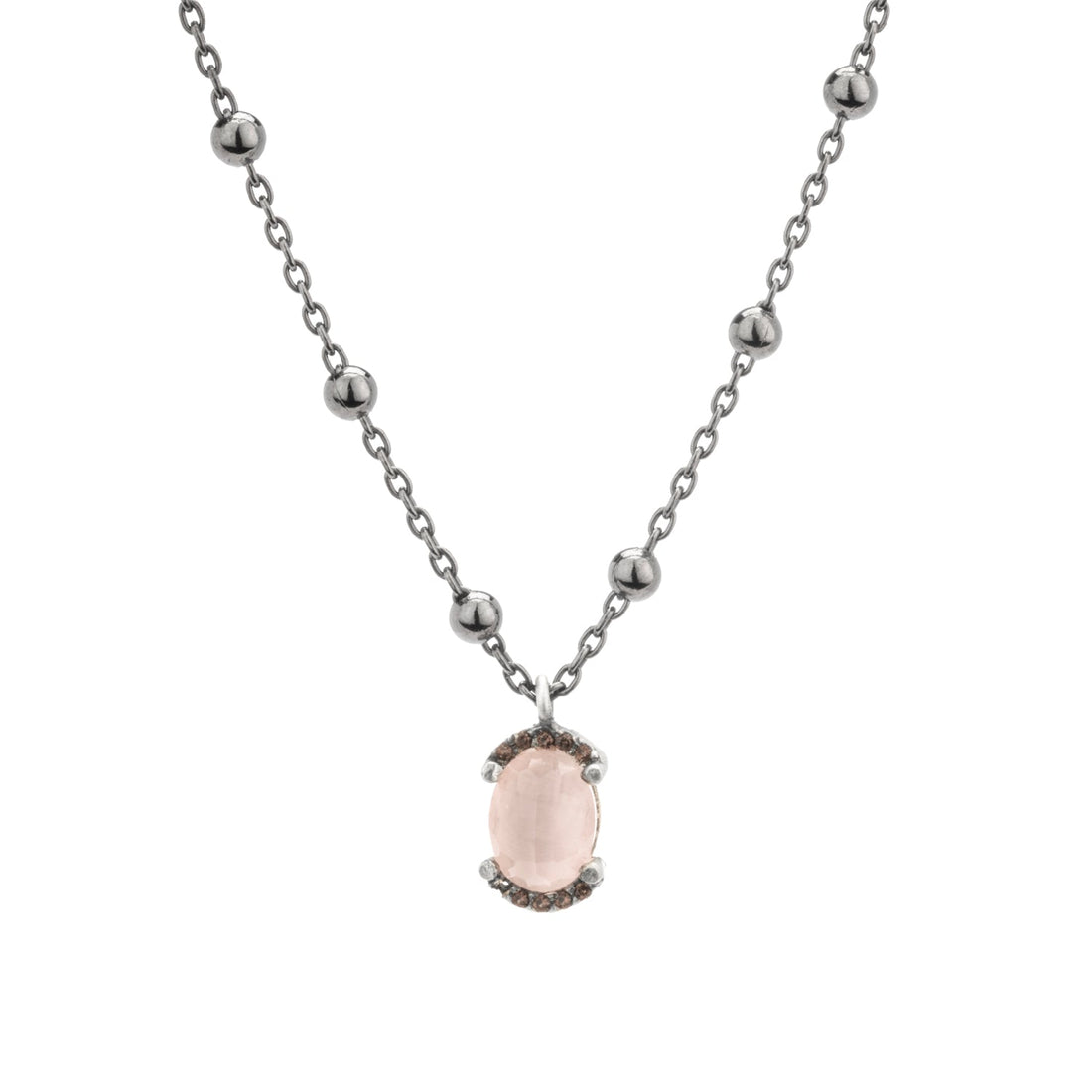 Colgante plata pequeño ojo gato rosa, orla circos brown