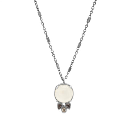 Sterling silver moonstone pendant, 3 brown and cava circo drops