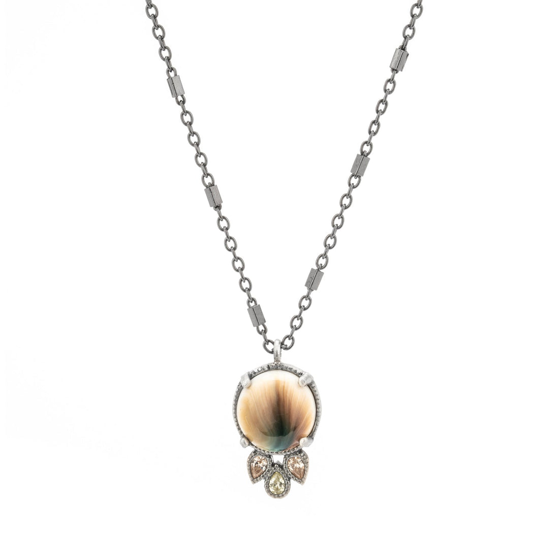 Colgante plata Shiva, 3 gotas circos cava y verde