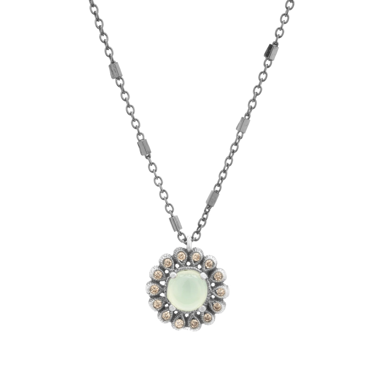 Colgante plata flor calcedonia, gotas cava