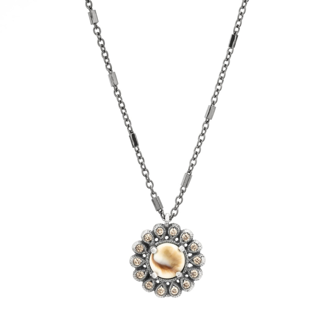 Colgante plata flor Shiva, gotas cava
