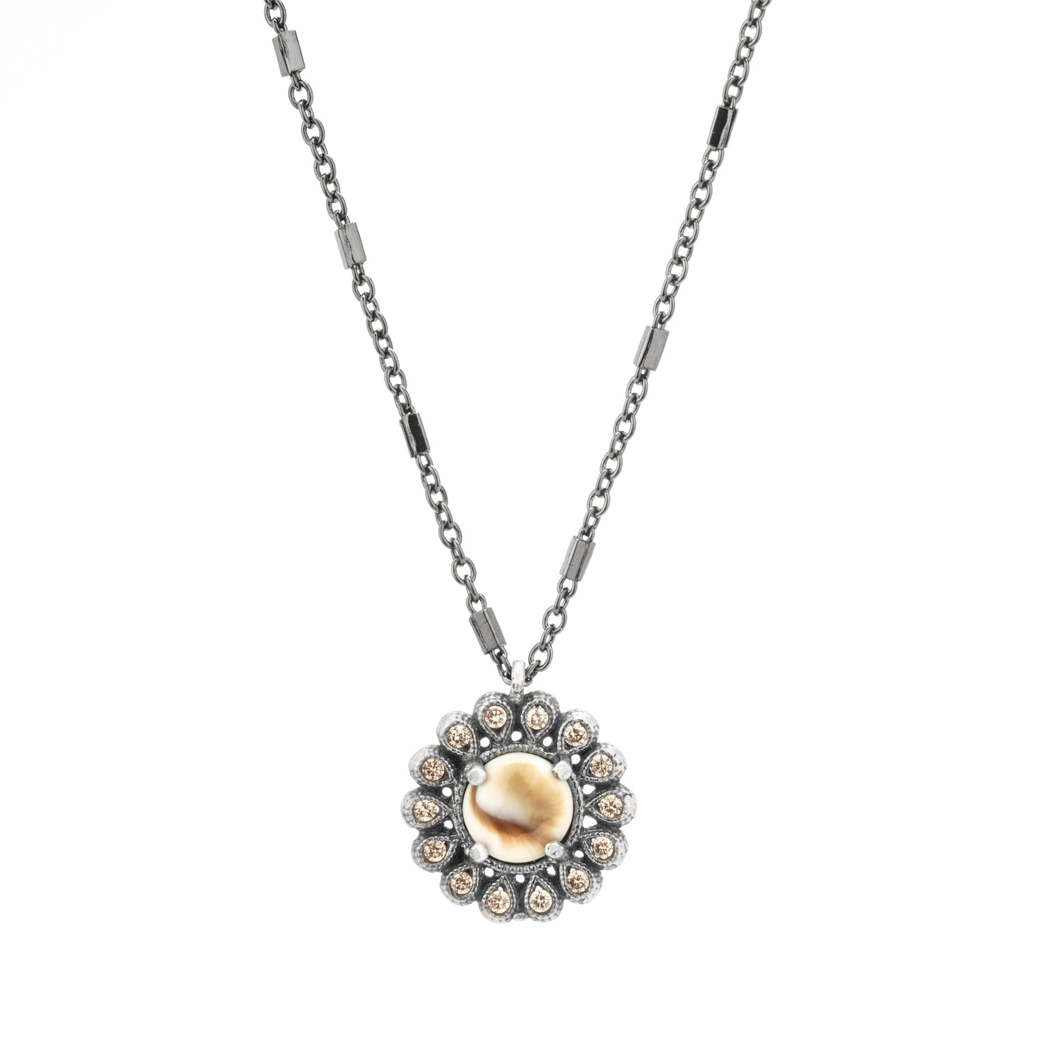 Colgante plata flor Shiva, gotas cava