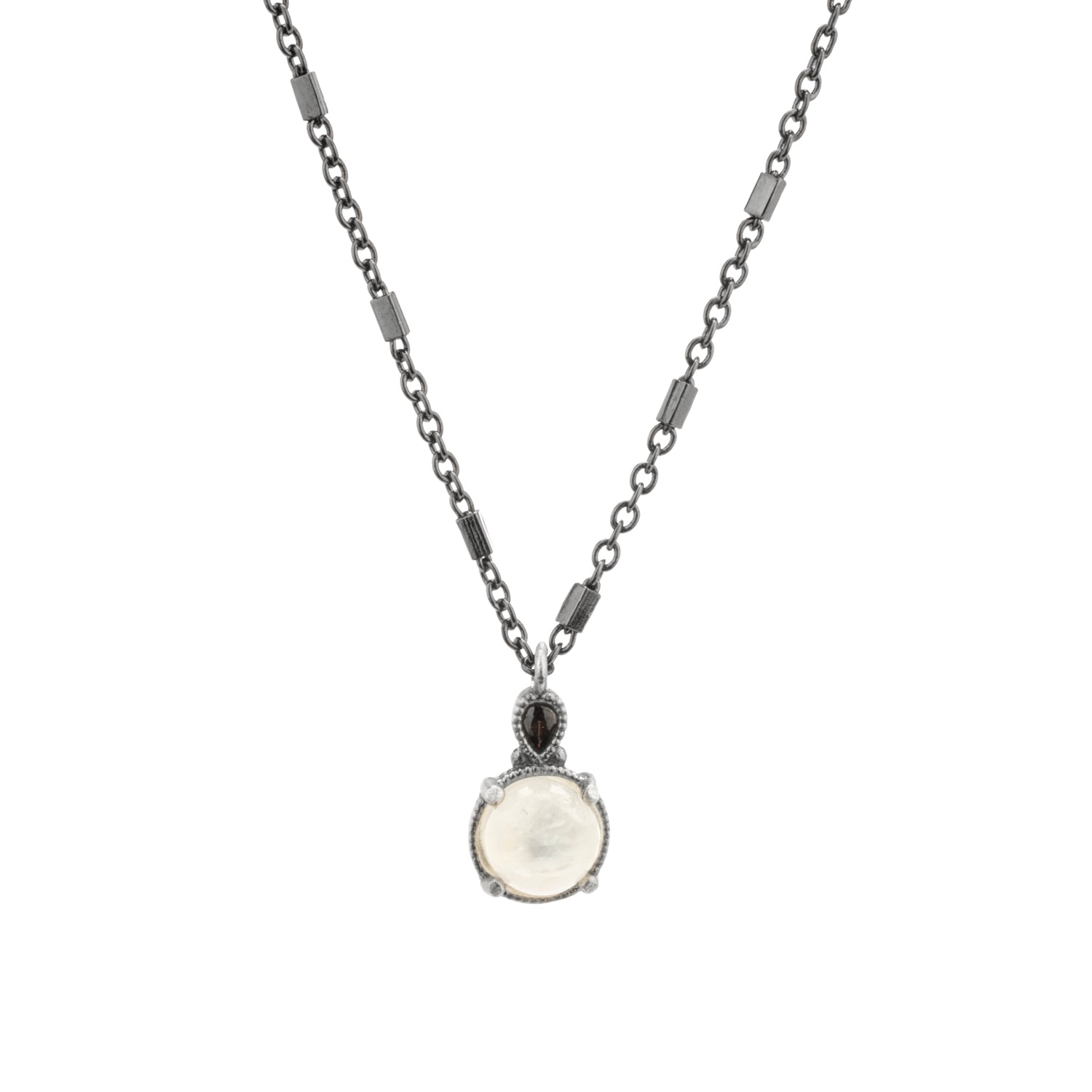 Colgante plata pequeño piedra luna y gota brown