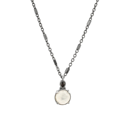 Small silver pendant with moonstone and brown drop
